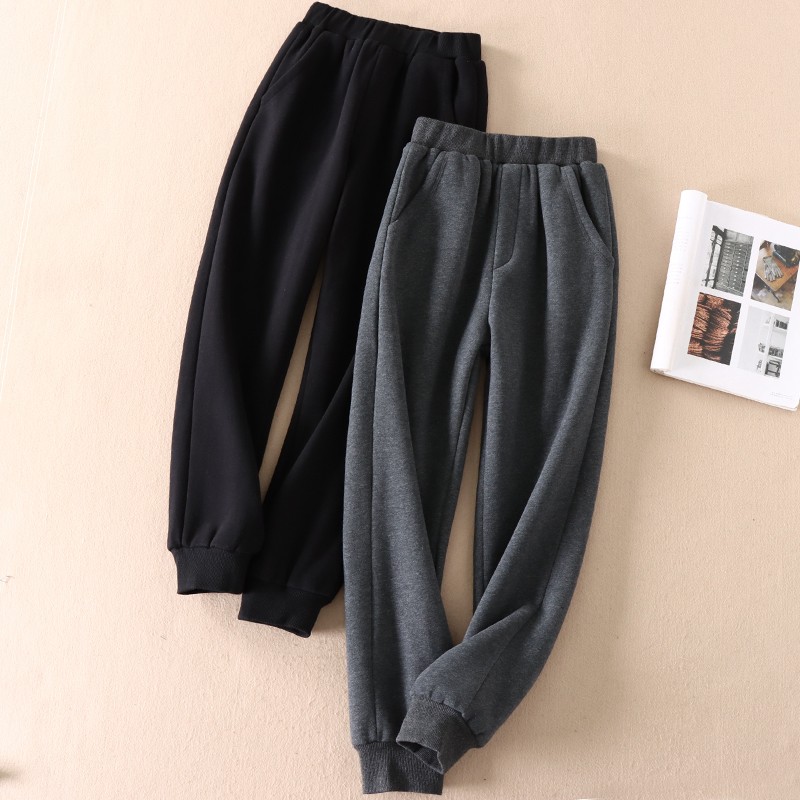 冬加厚保暖夹棉男学生运动裤