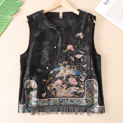 敲经验！重工刺绣新中式流苏马甲