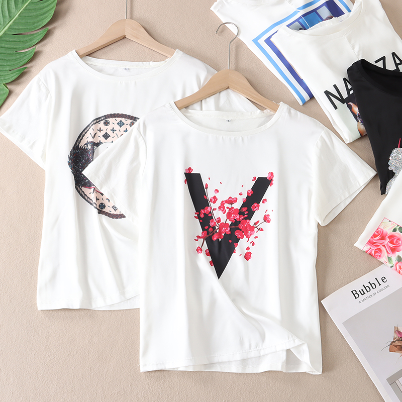 AB面多花型卡通刺绣亮片印花T恤