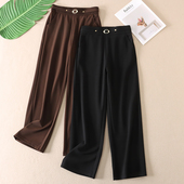 显瘦耐穿不起球黑色休闲西装 F40 直筒长裤 裤 女春秋高腰气质窄版