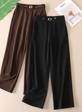 显瘦耐穿不起球黑色休闲西装裤女春秋高腰气质窄版直筒长裤 F40