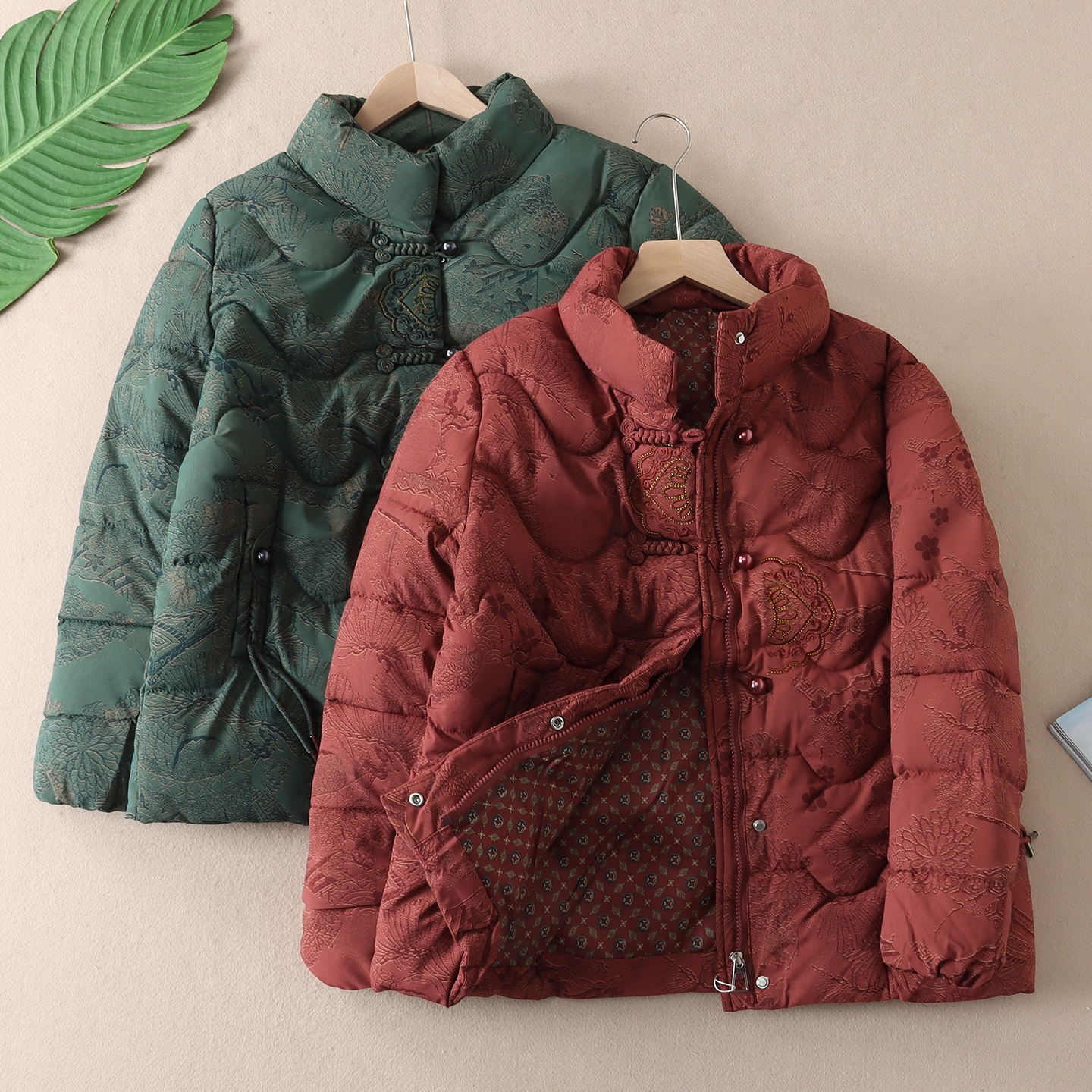 新中式盘扣印花中老年加厚棉袄