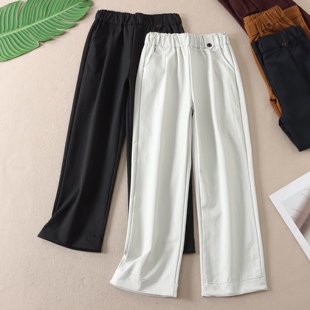 包邮 子 窄版 女春高腰通勤九分休闲裤 W89 巨显瘦日常百搭直筒裤