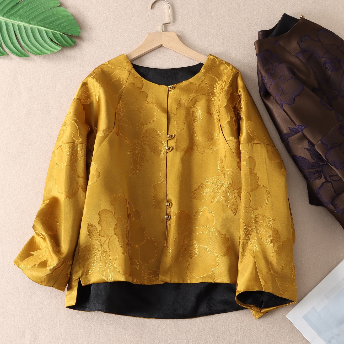 贵气奢华新中式国风牡丹提花外套