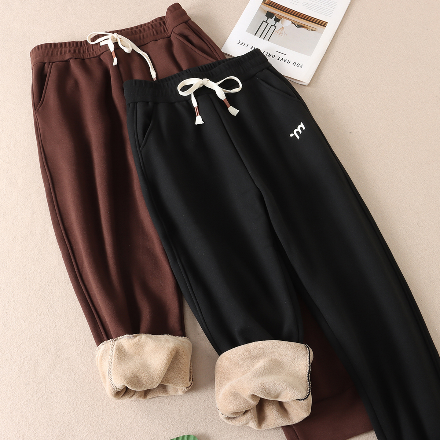 610克~不起球加厚绒束脚休闲卫裤