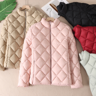 简约显瘦棉袄W389 轻盈云感保暖菱格绗线立领棉服女冬装 可机洗