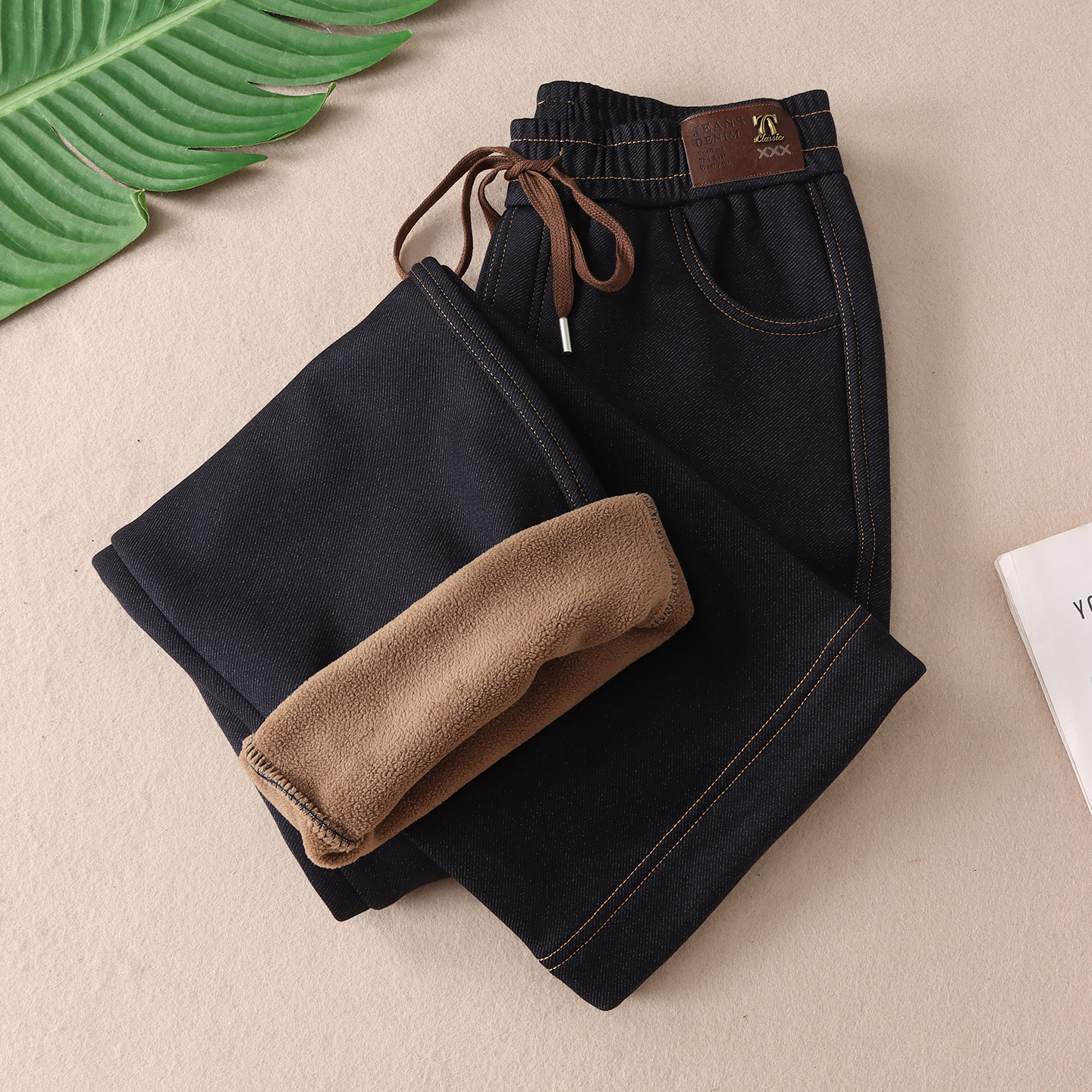 580克~加绒显瘦窄版仿牛仔休闲裤