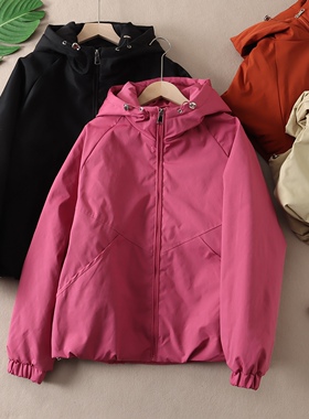 户外运动风连帽休闲薄款棉服女冬新时尚防风宽松棉衣外套B160