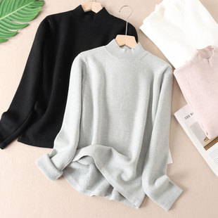 460克 显瘦打底线衣WA376 极简风百搭加厚一体绒套头毛衣女冬修身