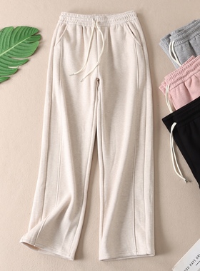 630克~高性价比加厚绒女冬高腰立体显瘦绗线窄版直筒休闲长裤 F49