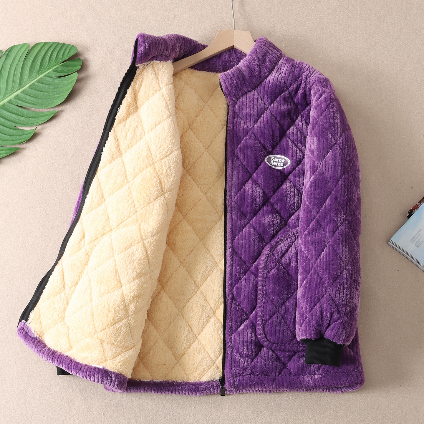 三层加厚绒夹棉睡衣中老年家居服