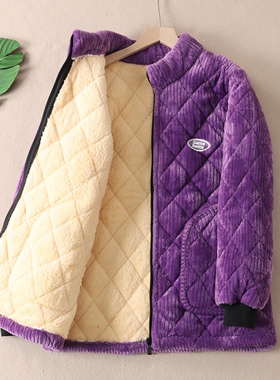 三层加厚绒夹棉睡衣女冬可外穿立领保暖家居服中老年棉服外套F48