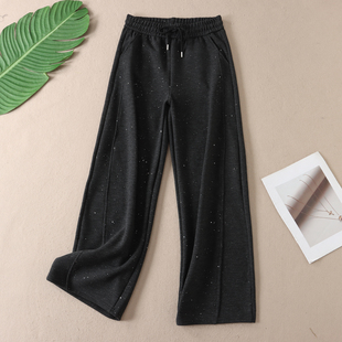 洋气时髦亮片高腰显瘦弯刀裤 W148 女春新垂感休闲宽松慵懒百搭长裤