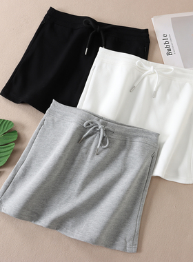 韩版洋气辣妹抽绳休闲运动卫裙女夏防走光高腰包臀A字棉短裙 T104