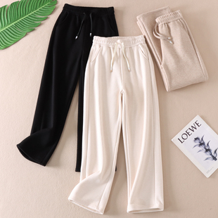 女冬加厚保暖奥利绒直筒长裤 仿羊绒阔腿裤 显瘦窄版 B827 680克