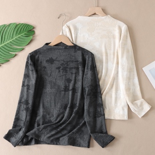 不起球不变形~提花半高领修身打底衫女秋冬亲肤长袖t恤上衣 W323