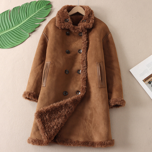 1300克 洋气复古双面穿中长派克皮草大衣女仿羊羔毛保暖外套一