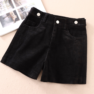 灯芯绒短裤裤高腰直筒休闲裤