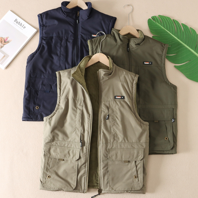 防寒马夹外套多口袋保暖背心马甲