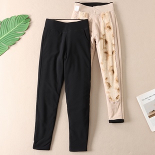 F43 女外穿高腰绵羊毛护膝打底裤 一条过冬 特厚700克女保暖棉裤