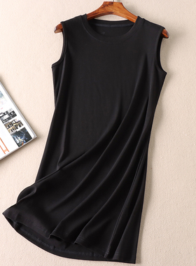 夏新款黑色棉质背心裙 修身显瘦打底无袖包臀连衣裙女短裙 B303H