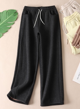 680克！一条过冬加厚绒立体直筒休闲裤发热保暖仿羊绒长裤女 W626