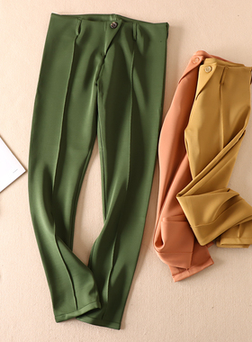 秋显瘦气质中腰小直筒休闲裤女时尚百搭修身轻熟风铅笔长裤  A934