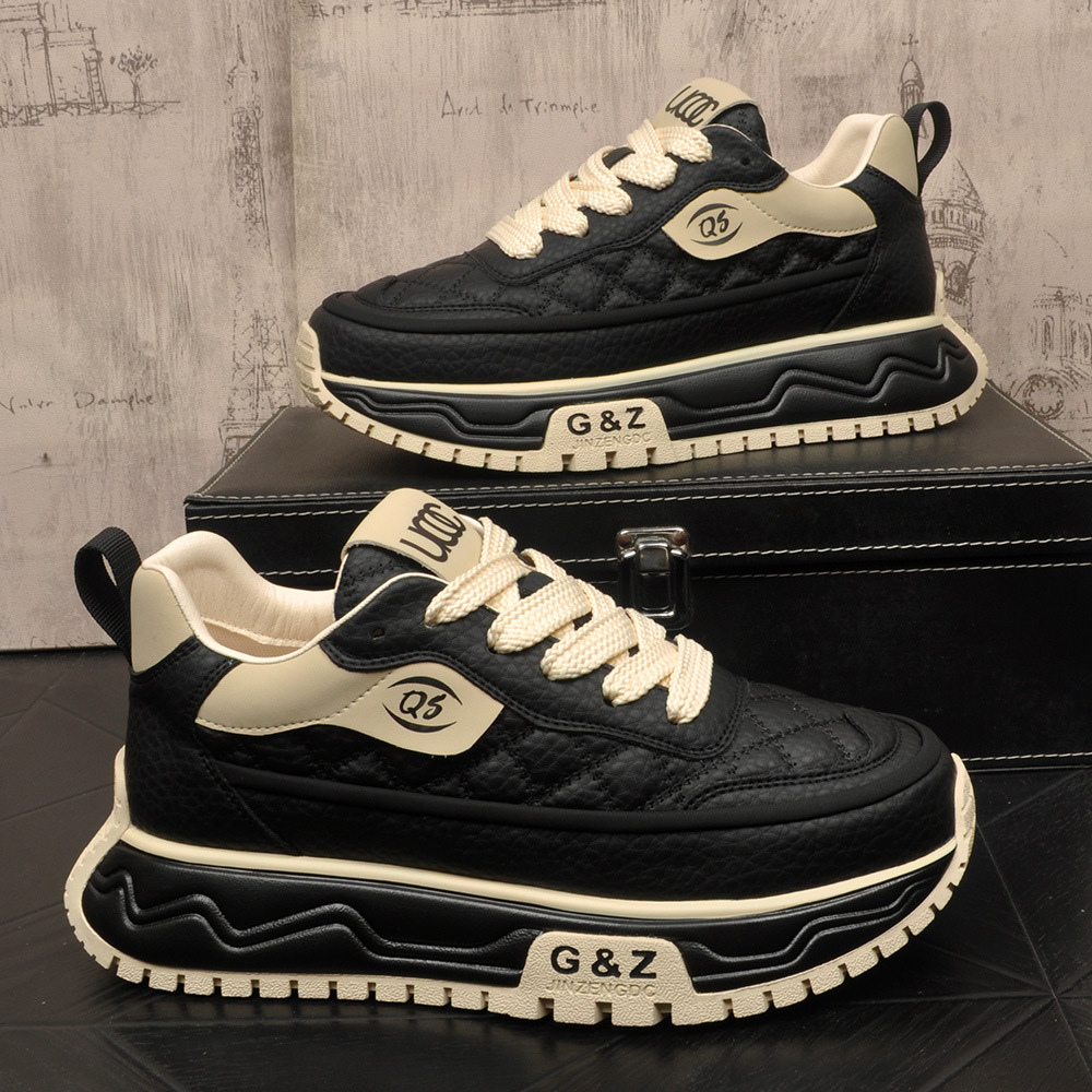 韩版时尚厚底增高休闲鞋潮牌个性拼色时尚青年运动鞋男士老爹鞋子