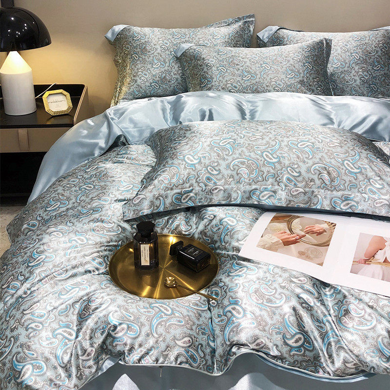 高端出口数码印花桑蚕丝真丝四件套冰感丝绸被套夏天丝滑床单床品,床上用品,床品套件/四件套/多件套,淘宝优惠券,粉丝福利购,淘宝优惠卷