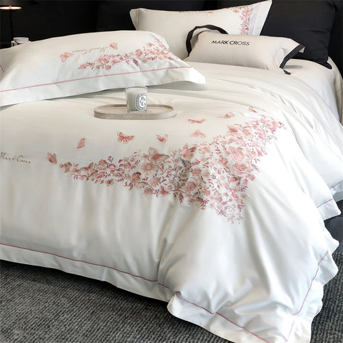 四件套婚庆爱心绣花长绒棉轻奢