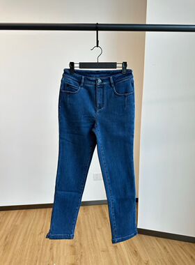 2025新款冬季加绒保暖休闲九分裤修身显腿直舒适棉质牛仔裤