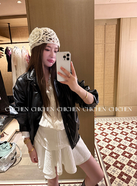 CHICHEN晨妍 实穿皮衣 皮衣女款2025新款秋酷飒风黑色短款PU外套