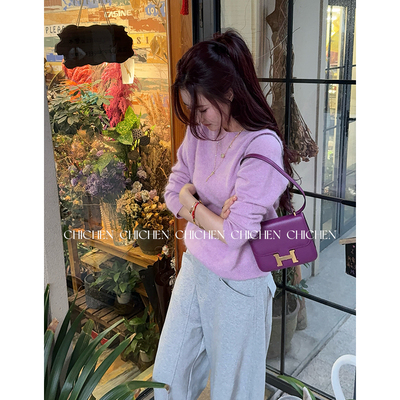 CHICHEN晨妍 羊绒羊毛针织衫女2025新款拉毛打底衫毛衣秋季上衣