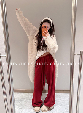 CHICHEN-'小暖炉卫裤'--高克重摇粒绒加厚弹力腰束口宽松卫裤