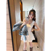 白色连衣裙女秋季 CHICHEN晨妍 春日圆舞曲 镂空针织背心吊带裙子