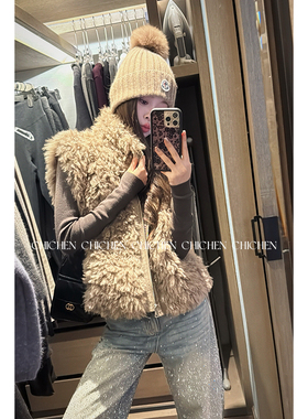 CHICHEN晨妍 迷失东京 卷卷毛立领百搭马甲女款2025新款冬季外套