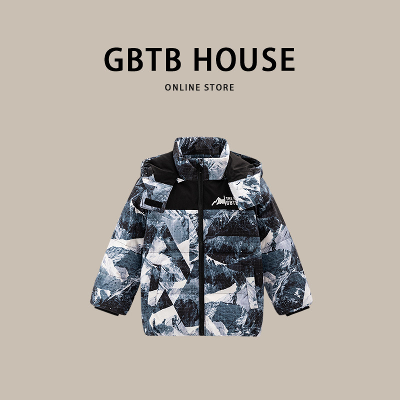 gbtb house童装5男童羽绒服冬季12大童15岁儿童男孩9迷彩加厚外套