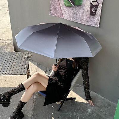 冰美式渐变高级雨伞女生感晴雨两用伞ins学生防晒自动折叠遮阳伞