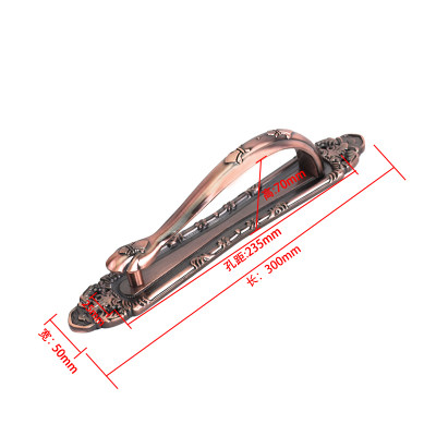 欧式仿古拉手衣橱柜复古红古铜色门把手大门房门木门铁门铜明装型