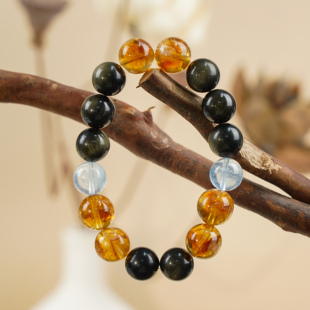 金曜石×黄水晶×海蓝宝手串｜三金配色 把贵气与清爽戴腕间