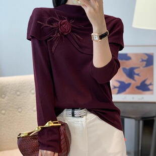 2025秋季新款气质漂亮别致设计感超细羊毛针织衫时尚女人味上衣