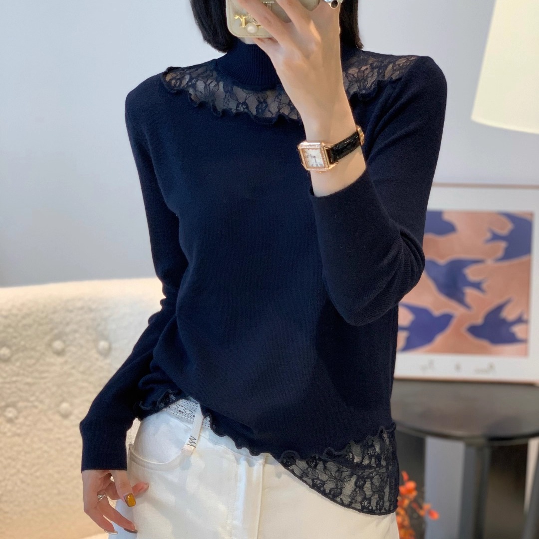 2025秋季新款气质漂亮别致设计感超细羊毛针织衫镂空女人味上衣