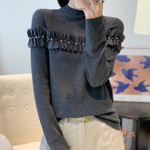 2025秋季新款气质漂亮别致设计感超细羊毛针织衫时尚女人味上衣