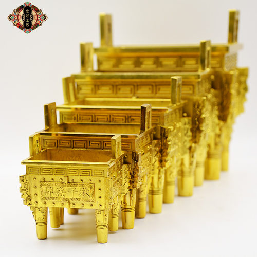 财富宝鼎铜鼎摆件黄铜工艺品鼎盛千秋店铺开业四脚四方鼎四足铜鼎