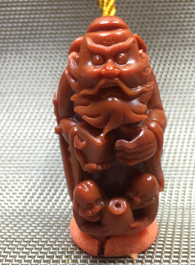 福济堂天然原矿凉山南红玛瑙钟馗苏工雕件摆件手把件香插装饰人体
