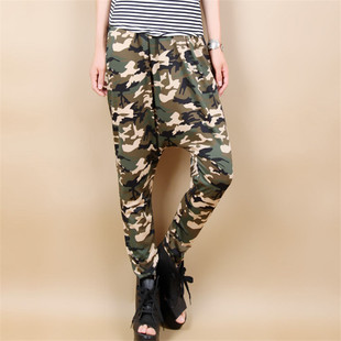 2024春夏女款直筒哈伦裤女迷彩裤女裤韩版潮卫裤宽松大码休闲裤子