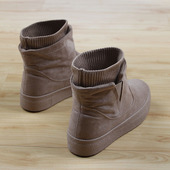 人本高帮棉鞋 女加厚冬款 保暖厚底雪地靴女百搭套筒加绒短靴子女潮