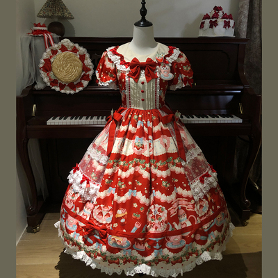 草莓裙印花op洛丽塔原创设计