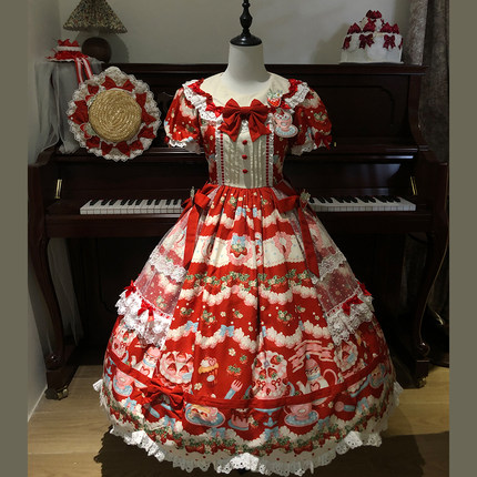 【全款预约】草莓蛋糕lolita星雾花园草莓印花op洛丽塔原创设计