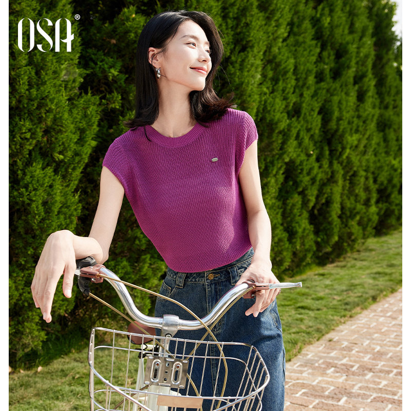 OSA欧莎镂空肌理感针织衫